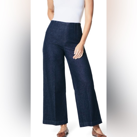 SPANX Pants - SPANX Raw Indigo Wash Zero waistband Crop Wide Leg Jeans NWT